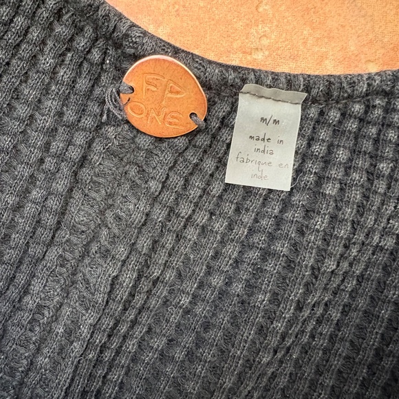 Free People Callie One-Piece Thermal Waffle Jumpsuit Black Size M $98 - Picture 6 of 7